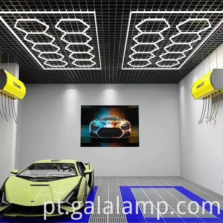 Sistema de grade de iluminação de garagem LED hexagonal para iluminação superior